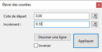 Boîte de dialogue d'élévation des courbes