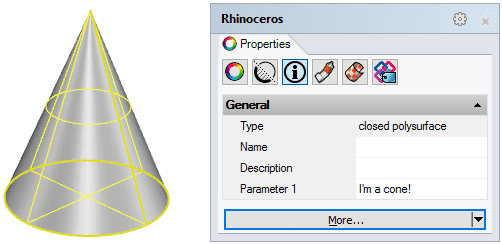 Parameters in the Properties Panel