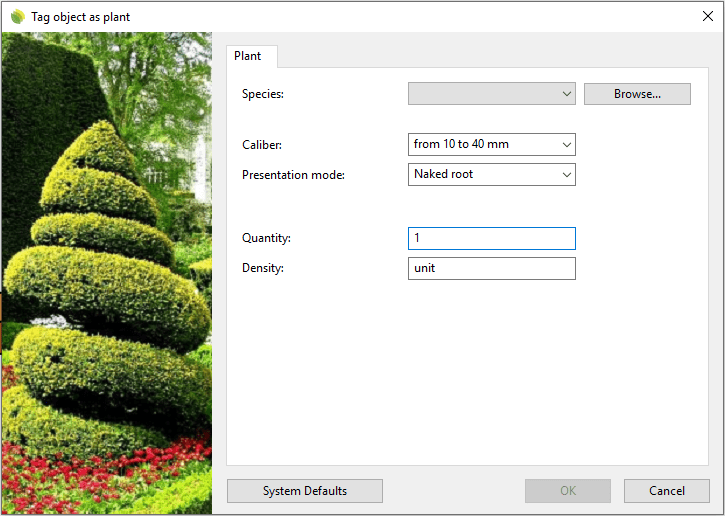 Tag Object As Plant Insert dialog box